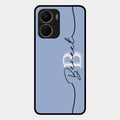Personalized Initials Azure Glossy Metal Case Cover For Vivo T2X 5G