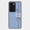 Personalized Initials Azure Glossy Metal Case Cover For Vivo T3 5G