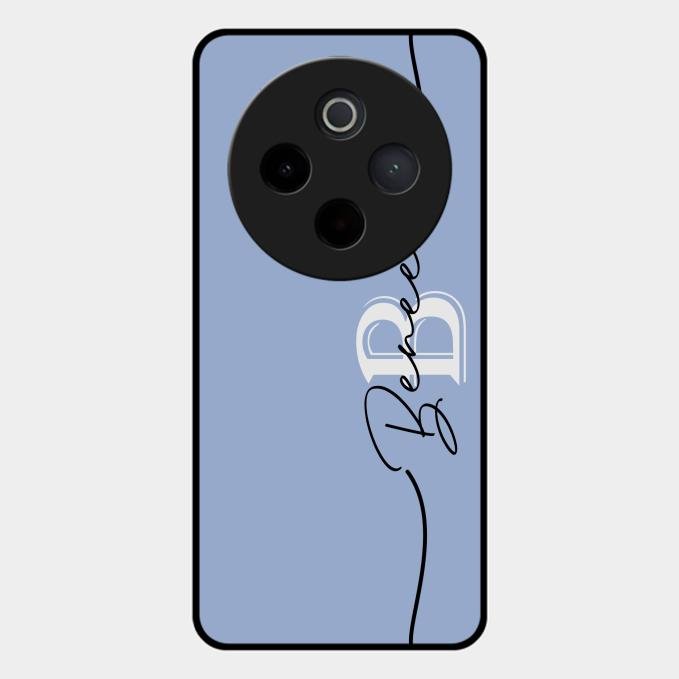 Personalized Initials Azure Glossy Metal Case Cover For Vivo T4 5G
