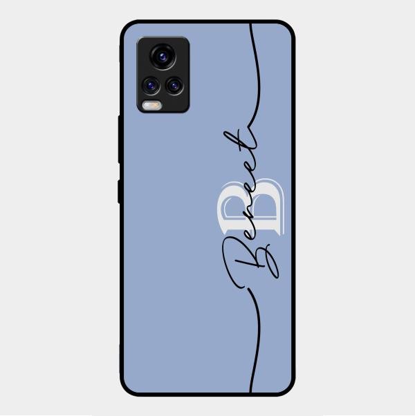 Personalized Initials Azure Glossy Metal Case Cover For Vivo V20 Pro 5G
