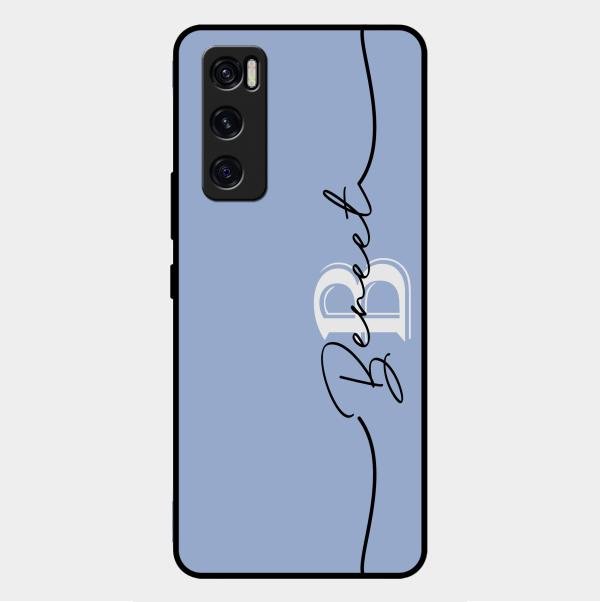 Personalized Initials Azure Glossy Metal Case Cover For Vivo V20 Se