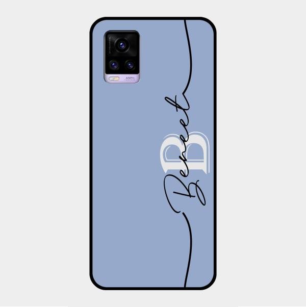 Personalized Initials Azure Glossy Metal Case Cover For Vivo V20