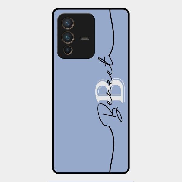 Personalized Initials Azure Glossy Metal Case Cover For Vivo V23 Pro 5G