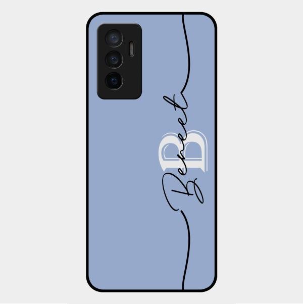 Personalized Initials Azure Glossy Metal Case Cover For Vivo V23E 5G