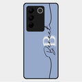 Personalized Initials Azure Glossy Metal Case Cover For Vivo V27 Pro 5G