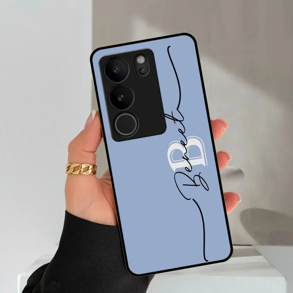 Personalized Initials Azure Glossy Metal Case Cover For Vivo - ShopOnCliQ