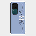 Personalized Initials Azure Glossy Metal Case Cover For Vivo V30 5G