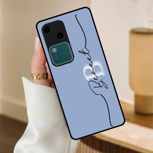 Personalized Initials Azure Glossy Metal Case Cover For Vivo