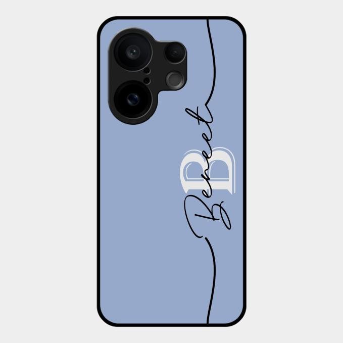 Personalized Initials Azure Glossy Metal Case Cover For Vivo X200 Fe 5G