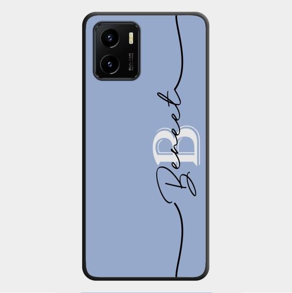 Personalized Initials Azure Glossy Metal Case Cover For Vivo Y01