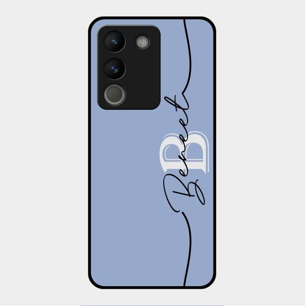 Personalized Initials Azure Glossy Metal Case Cover For Vivo Y200 5G