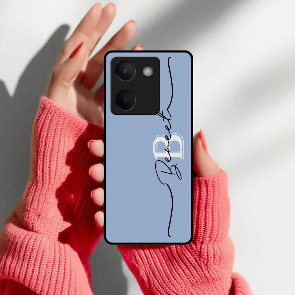 Personalized Initials Azure Glossy Metal Case Cover For Vivo - ShopOnCliQ