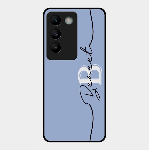 Personalized Initials Azure Glossy Metal Case Cover For Vivo Y200E 5G