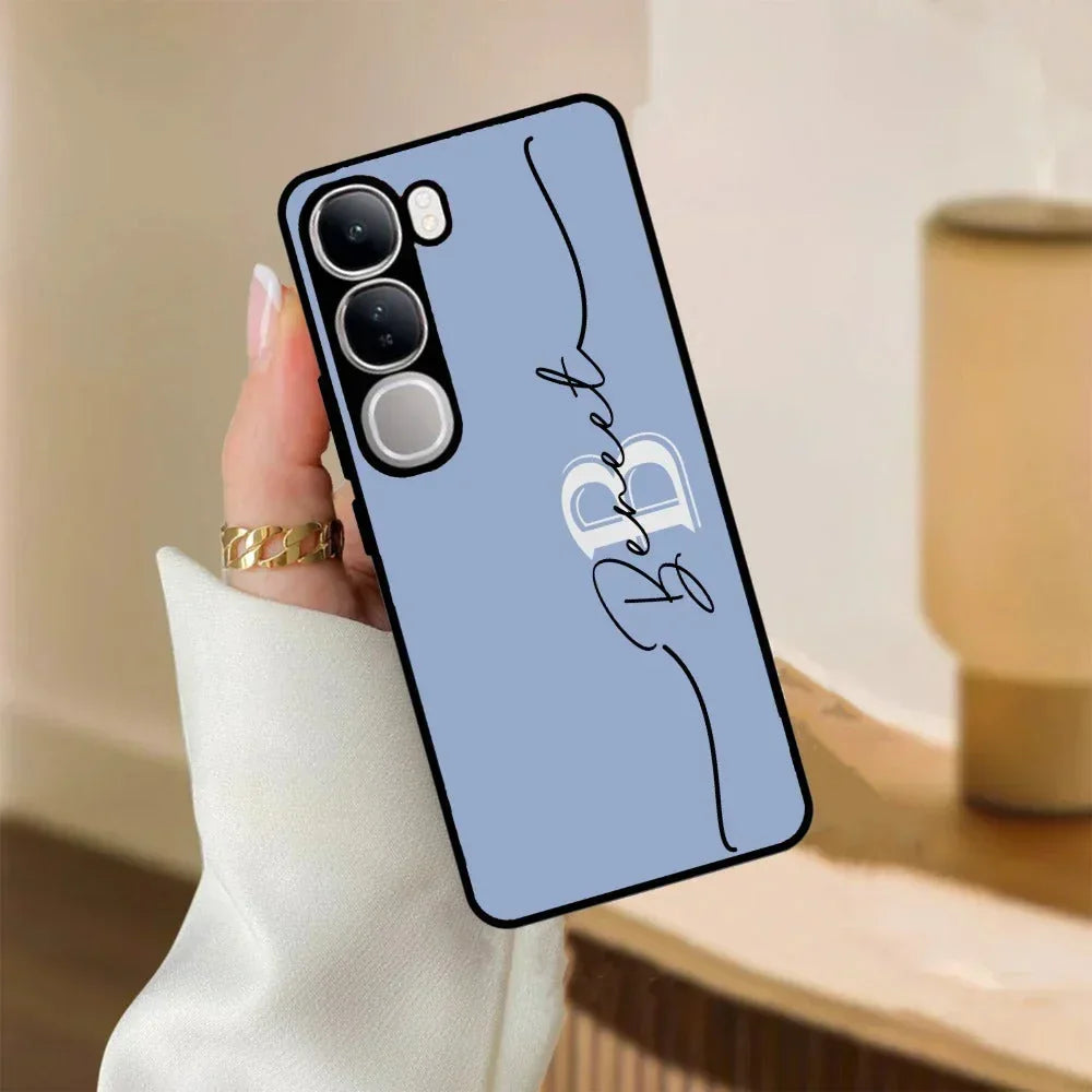 Personalized Initials Azure Glossy Metal Case Cover For Vivo - ShopOnCliQ