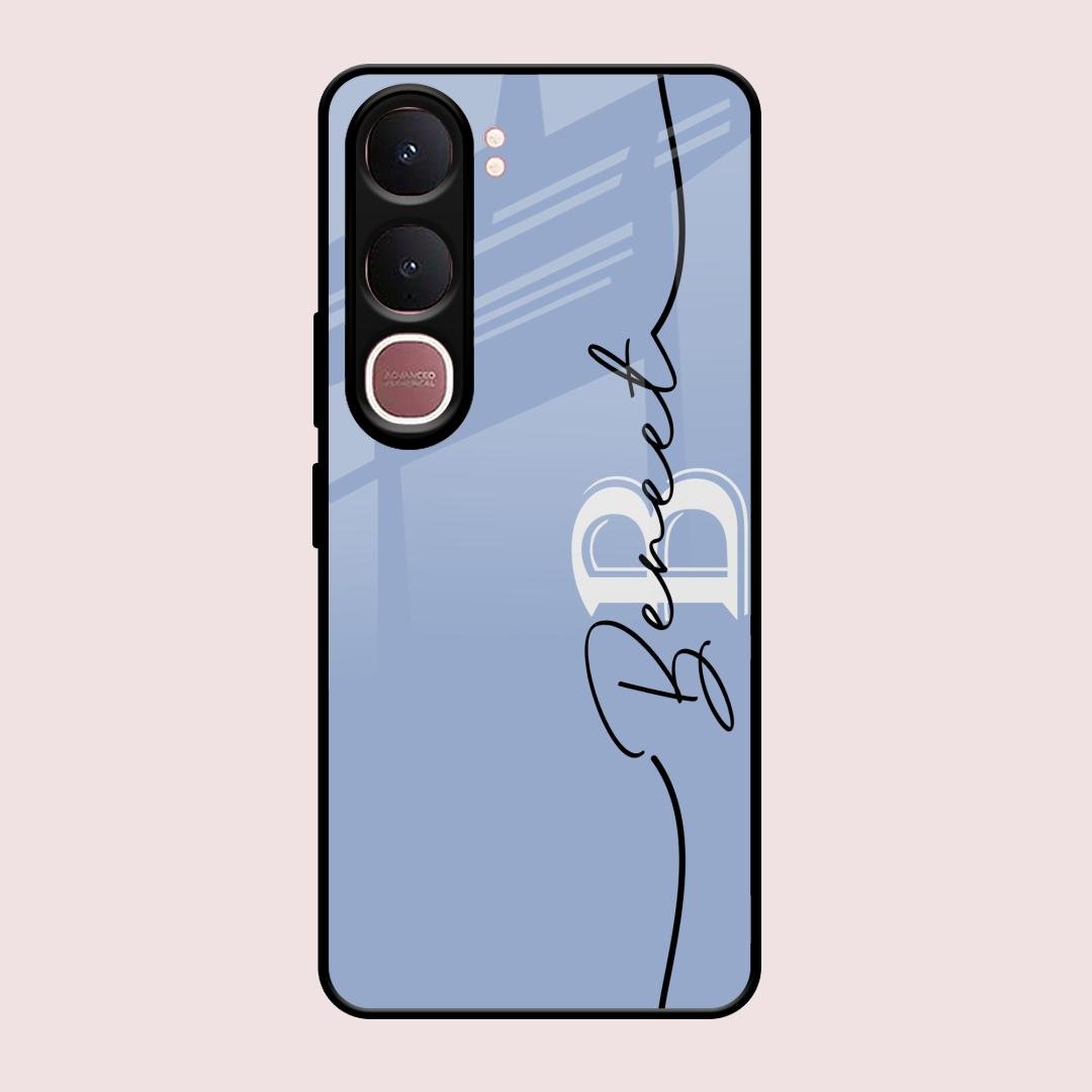 Personalized Initials Azure Glossy Metal Case Cover For Vivo Y31 5G