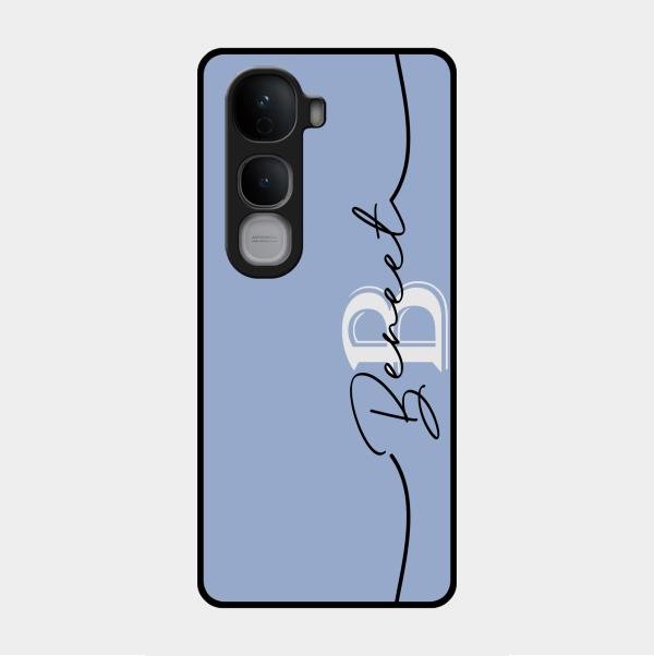 Personalized Initials Azure Glossy Metal Case Cover For Vivo Y400 Pro 5G