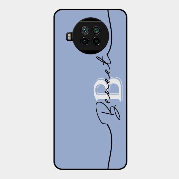 Personalized Initials Azure Glossy Metal Case Cover For Xiaomi Mi 10I 5G