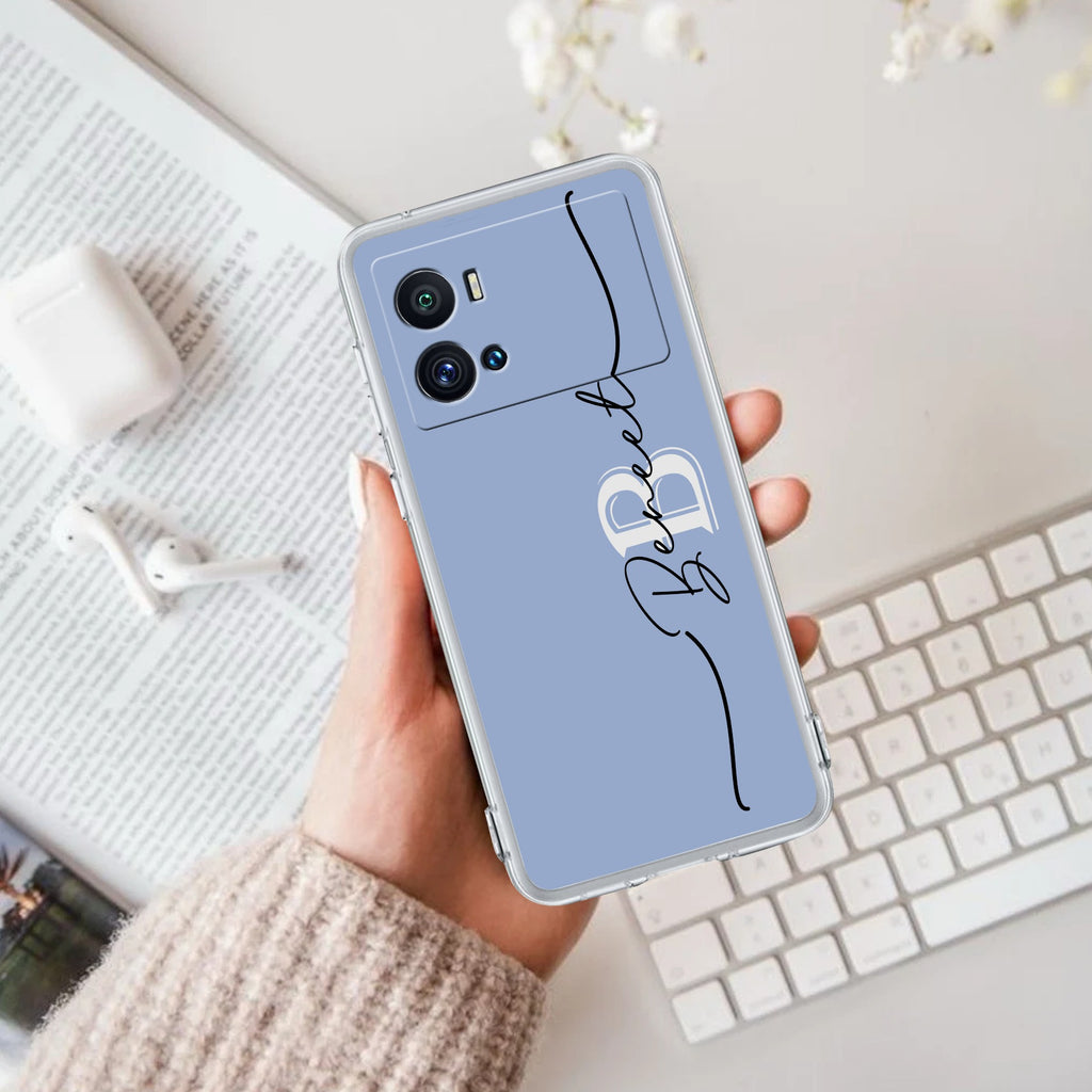 Personalized Initials Azure Silicon Case For iQOO Neo 7 Pro 5G