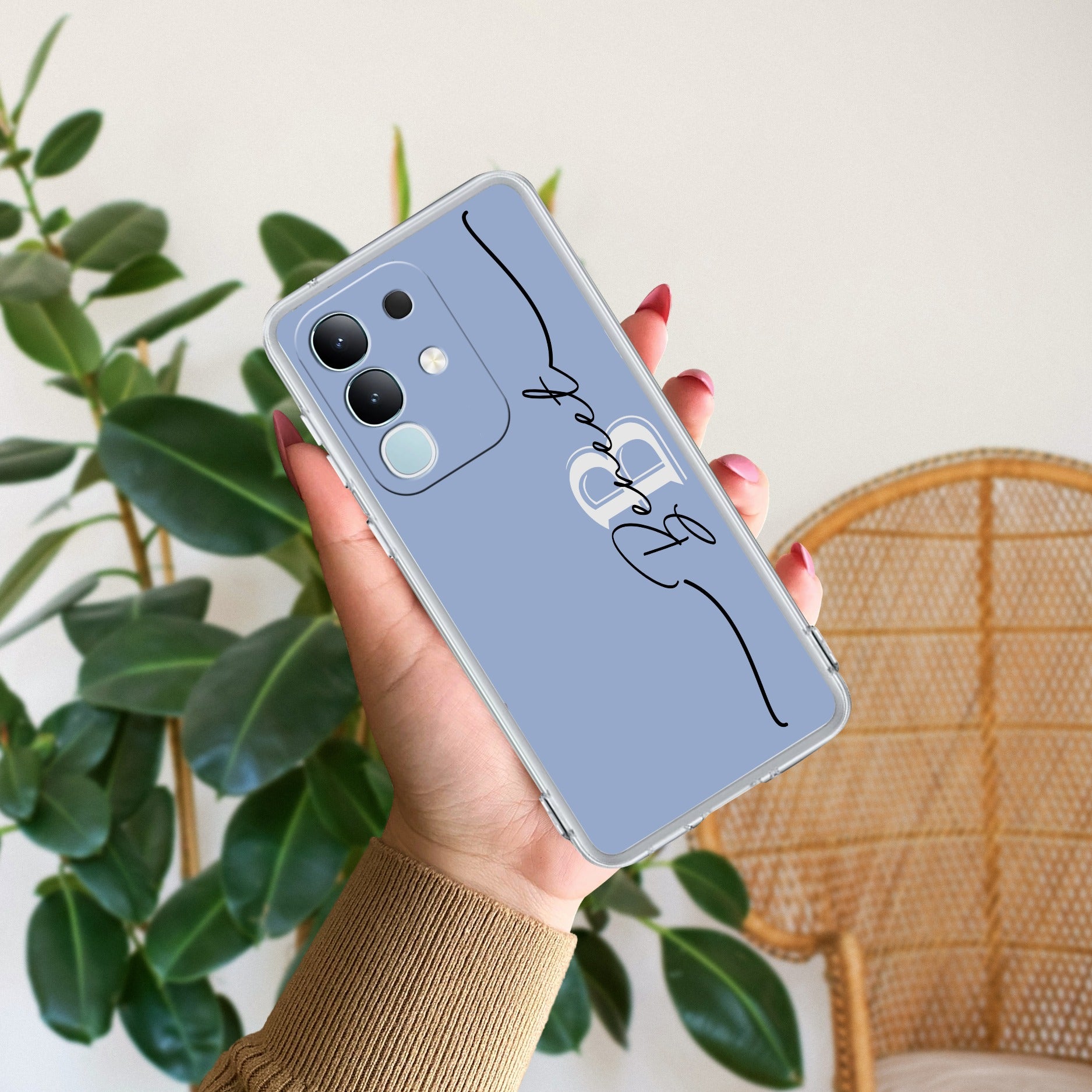 Personalized Initials Azure Silicon Case For iQOO - ShopOnCliQ