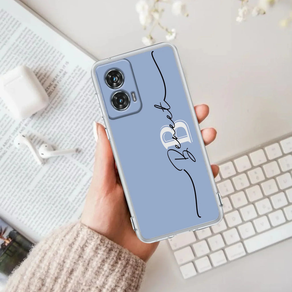 Personalized Initials Azure Anti Yellow Case For Motorola G85 5G