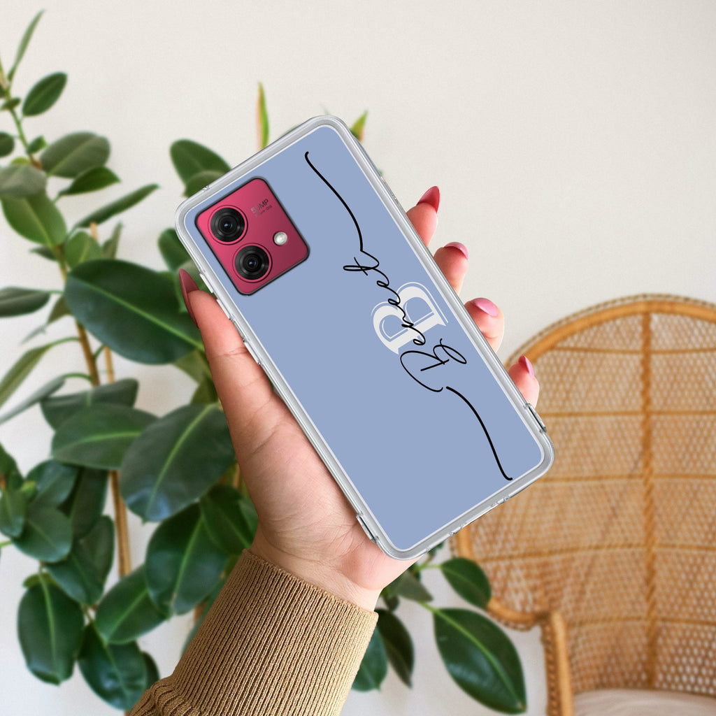 Personalized Initials Azure Anti Yellow Case For Motorola G84 5G