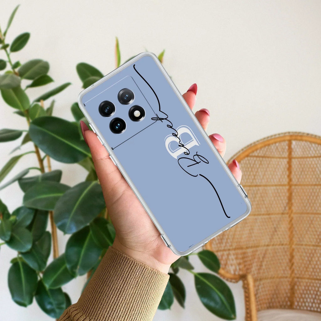 Personalized Initials Azure Silicon Case For OnePlus