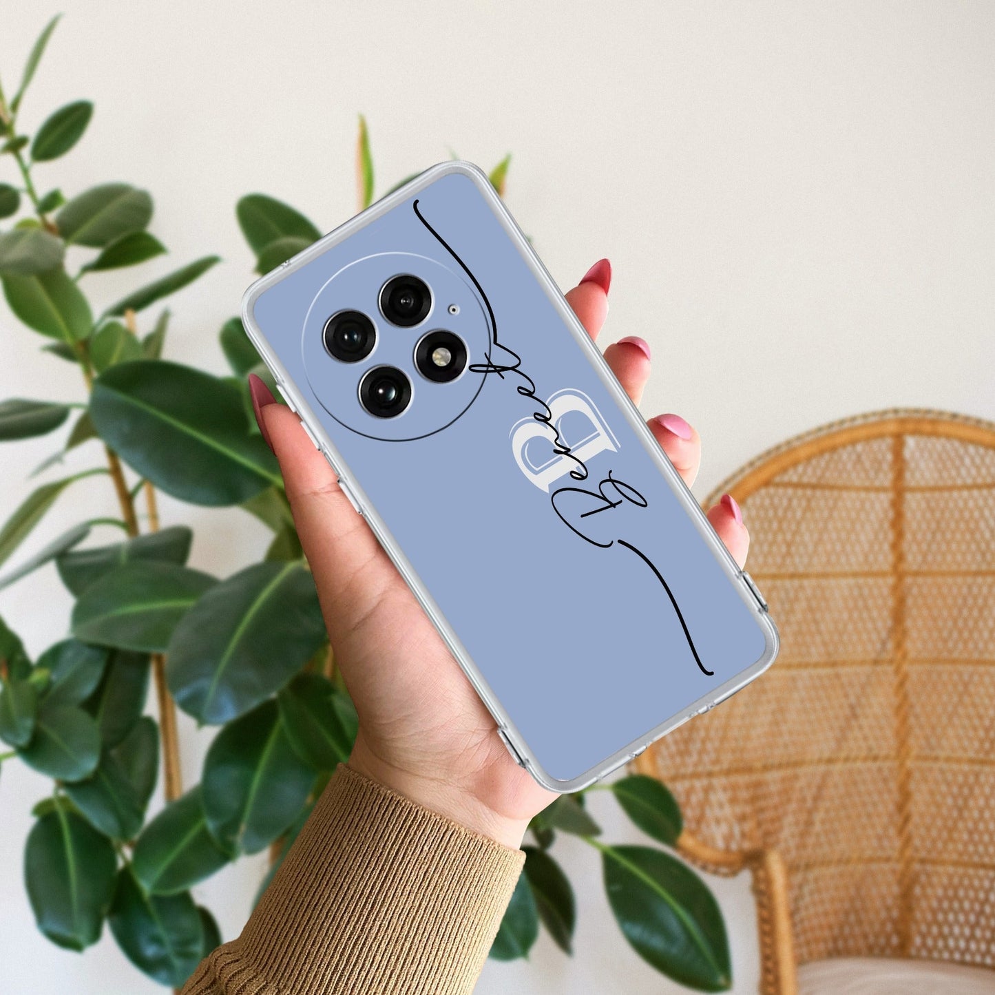 Personalized Initials Azure Silicon Case For OnePlus