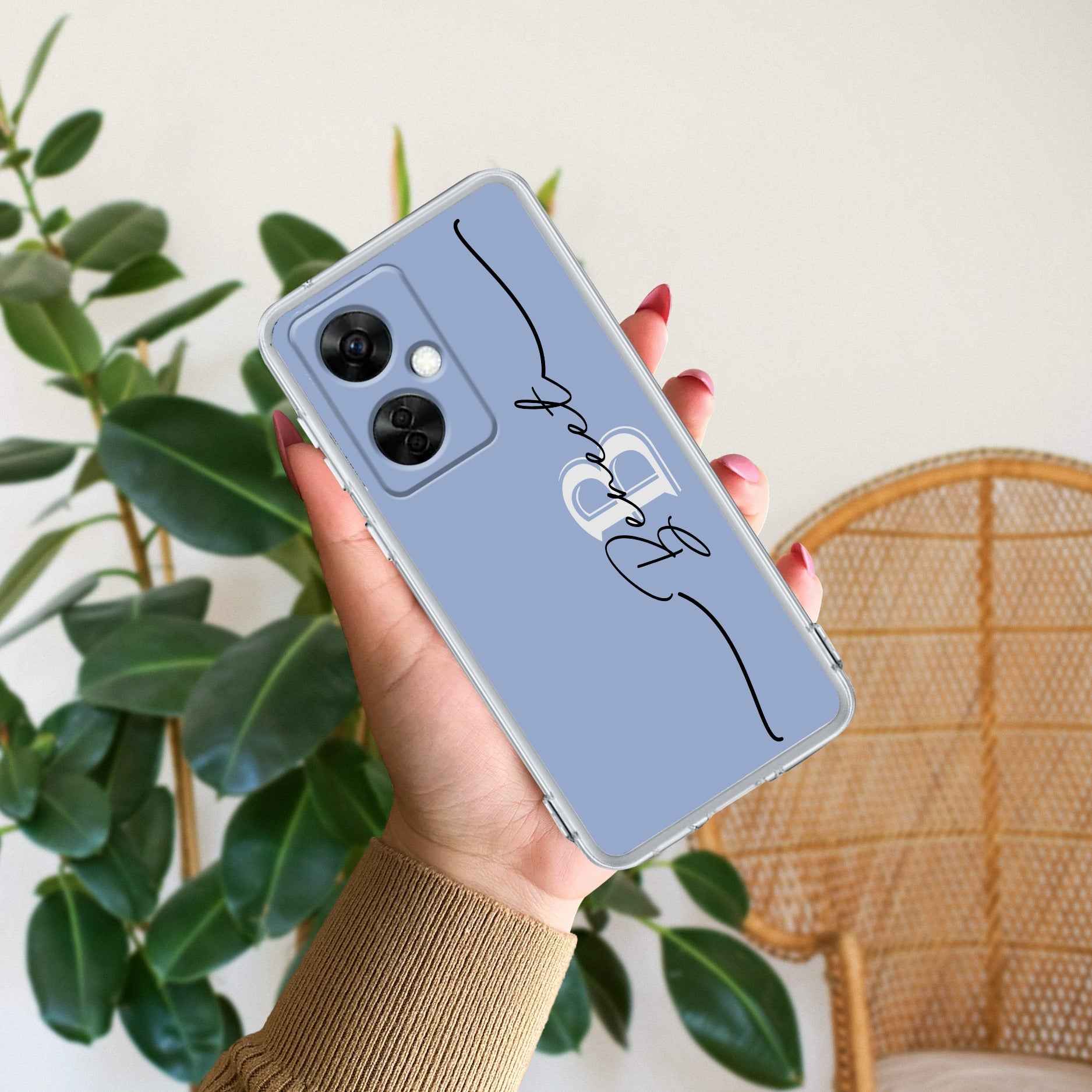 Personalized Initials Azure Silicon Case For OnePlus Nord CE 3 Lite 5G