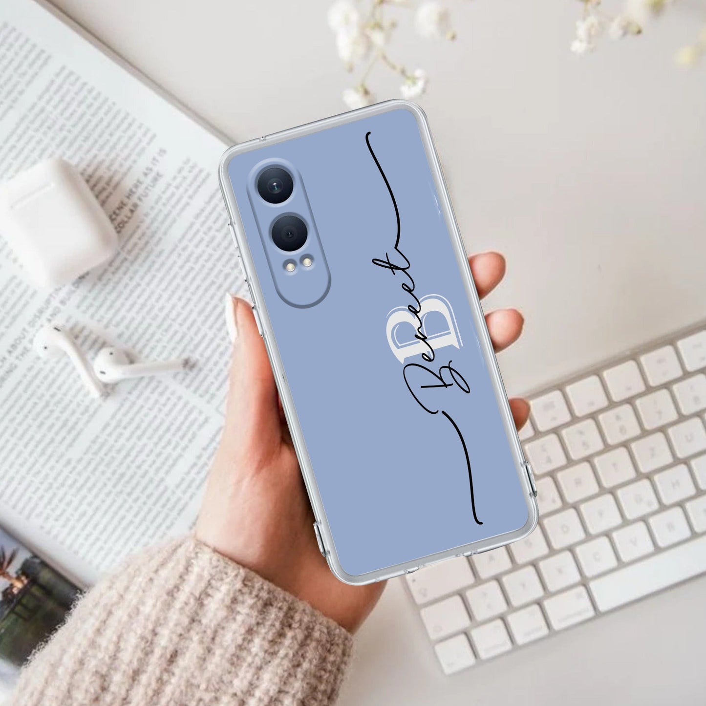 Personalized Initials Azure Silicon Case For OnePlus