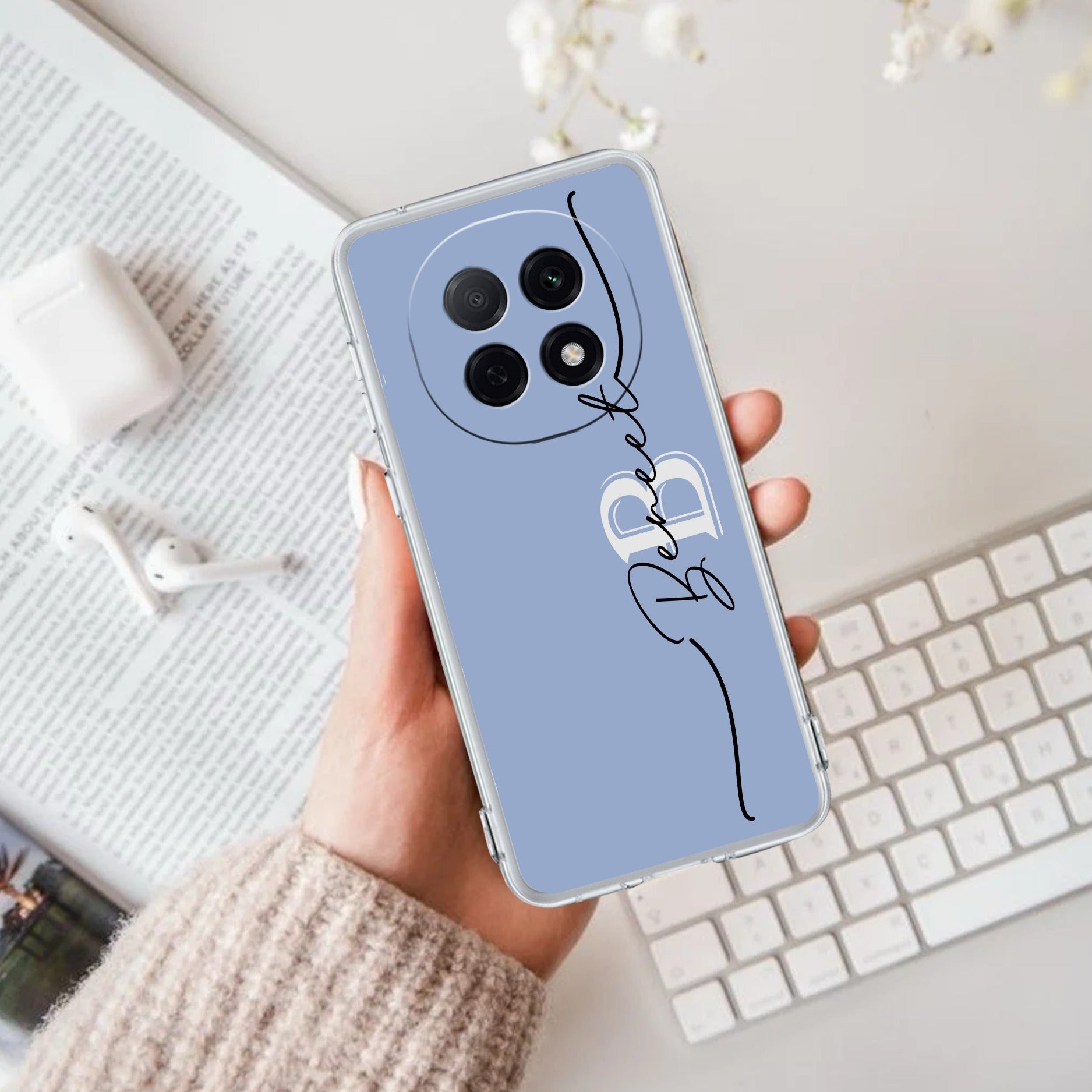 Personalized Initials Azure Silicon Case For Oppo F29 Pro 5G