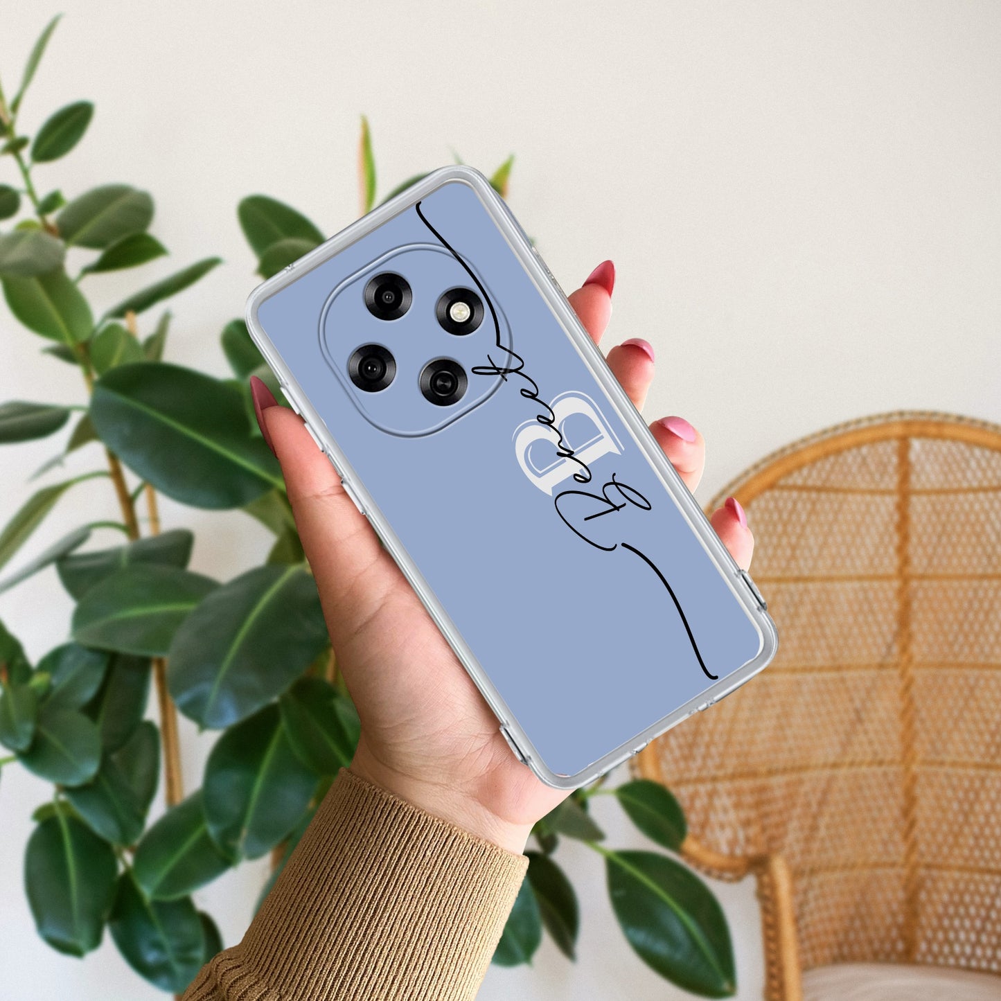 Personalized Initials Azure Silicon Case For Oppo