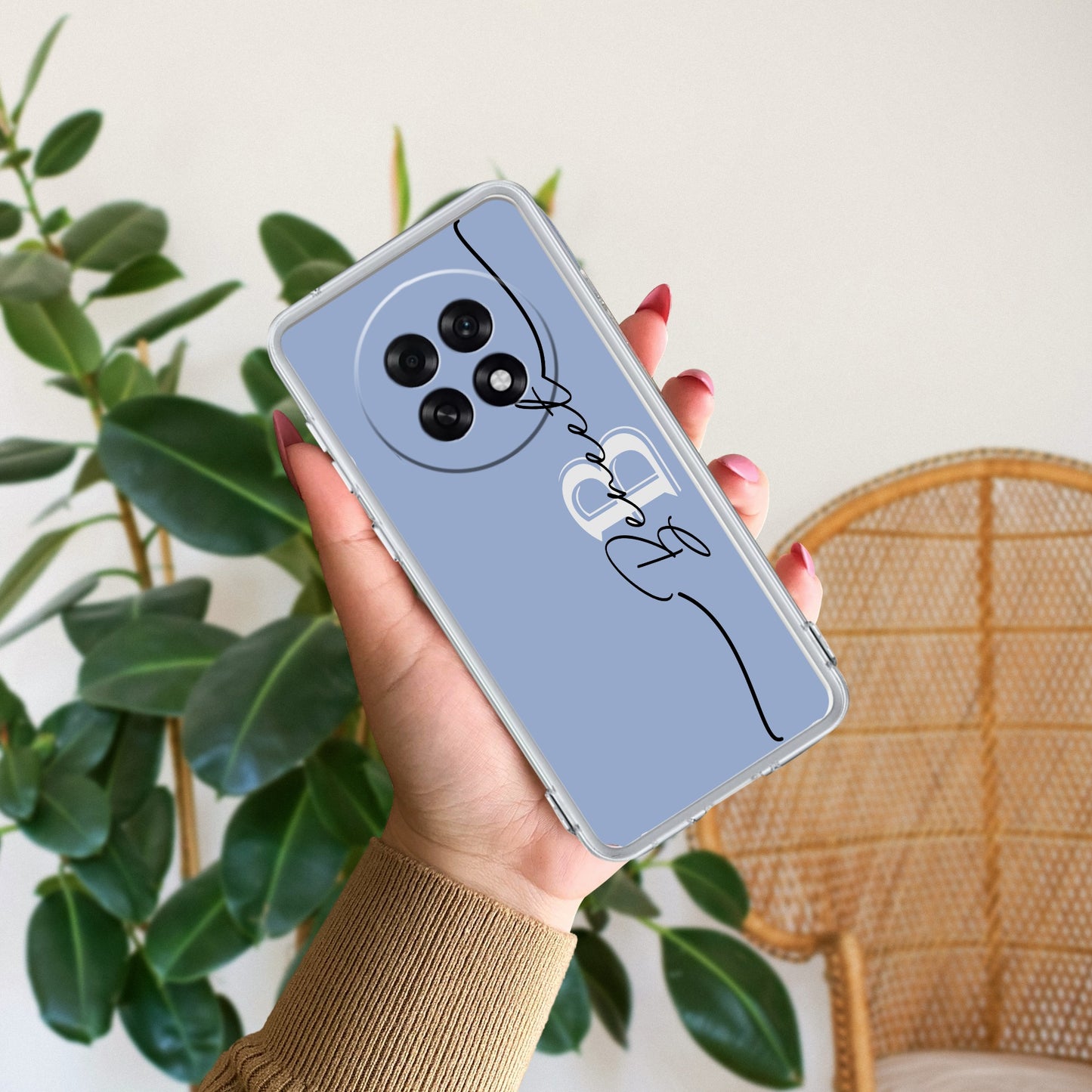 Personalized Initials Azure Silicon Case For Oppo