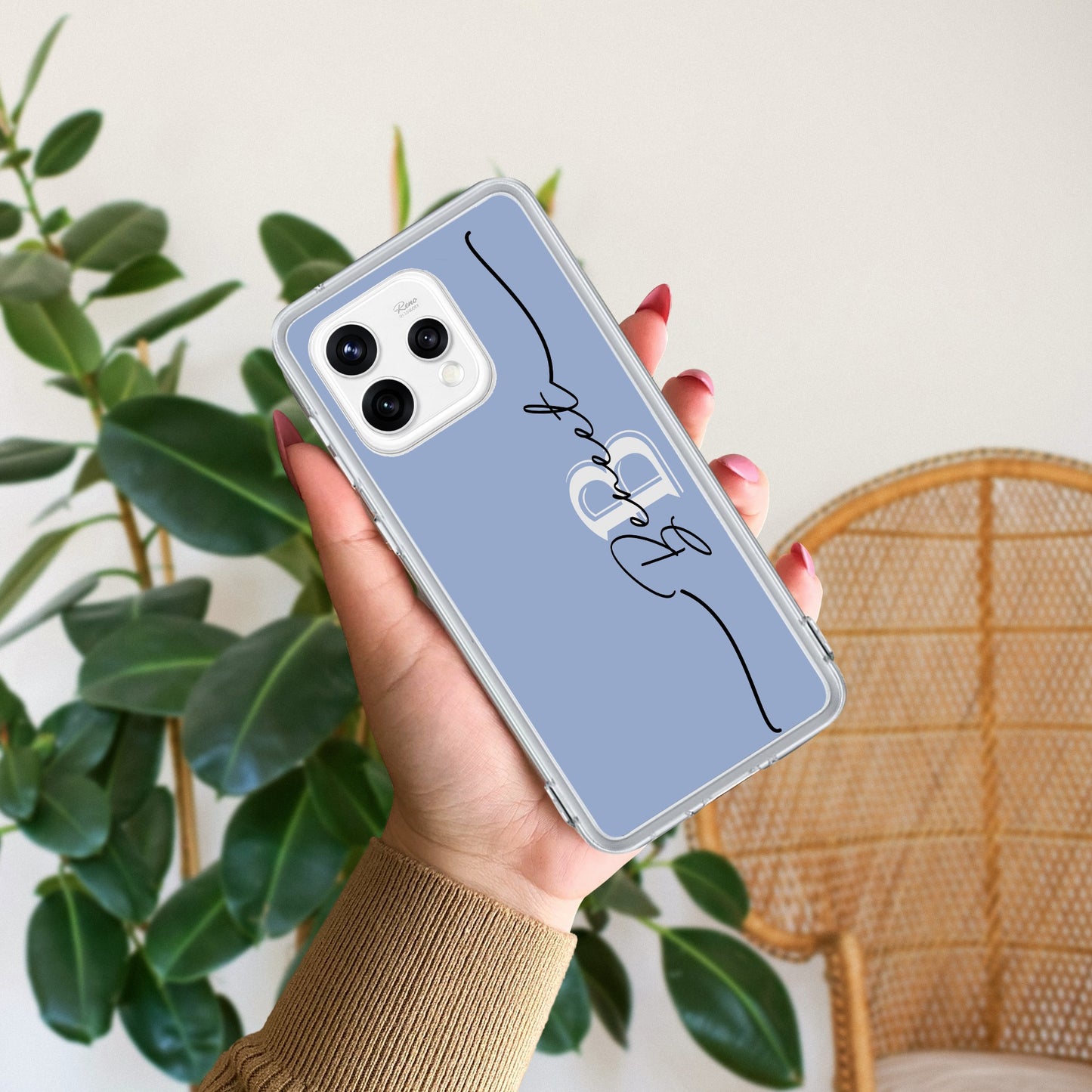 Personalized Initials Azure Silicon Case For Oppo