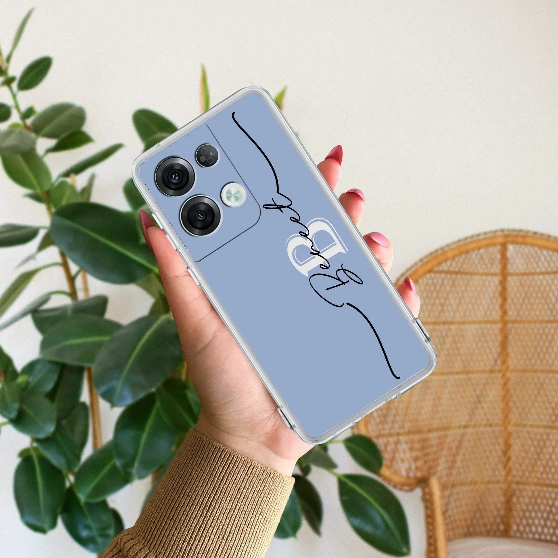 Personalized Initials Azure Anti Yellow Case For Oppo Reno 8 Pro 5G