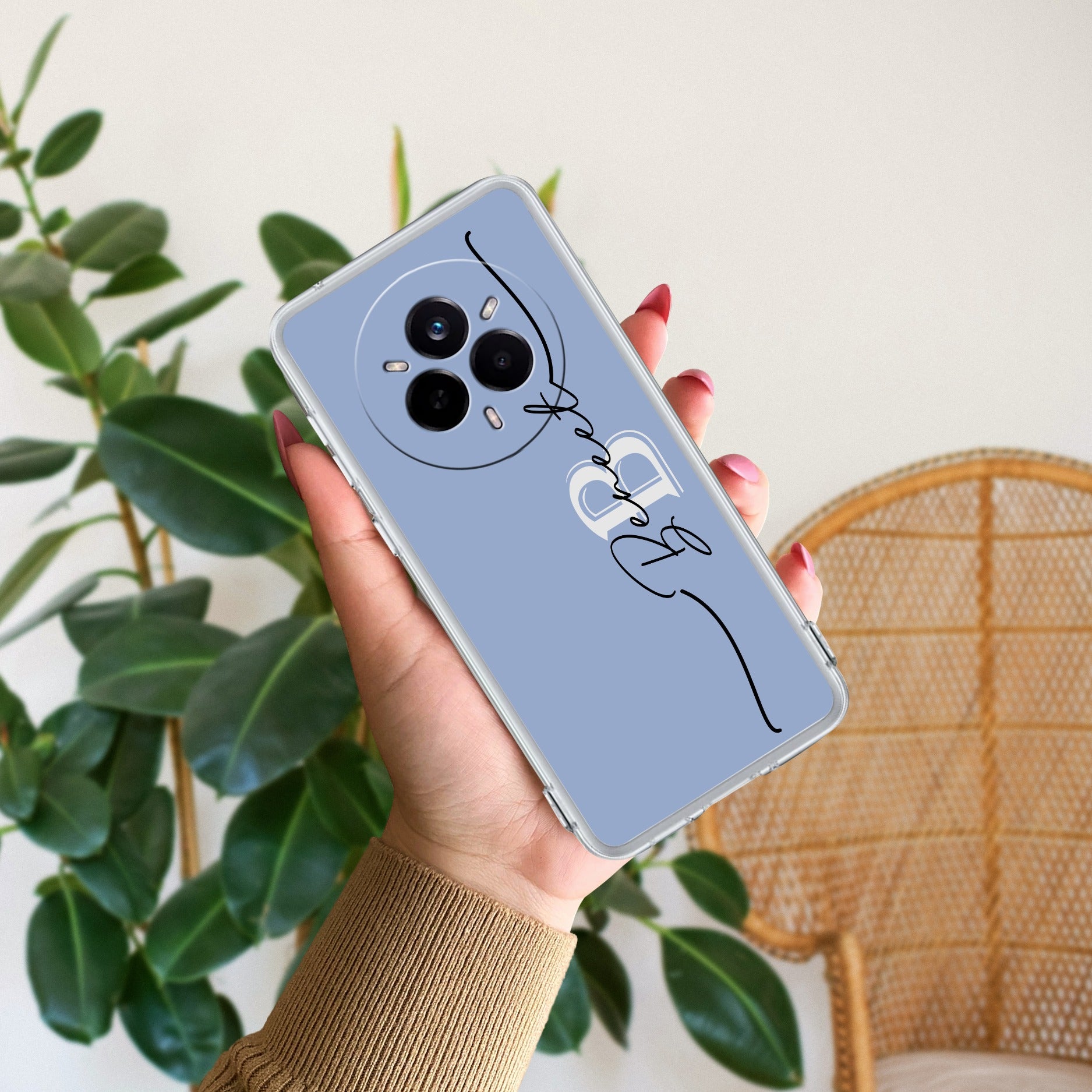 Personalized Initials Azure Anti Yellow Case For Realme 14 Pro 5G