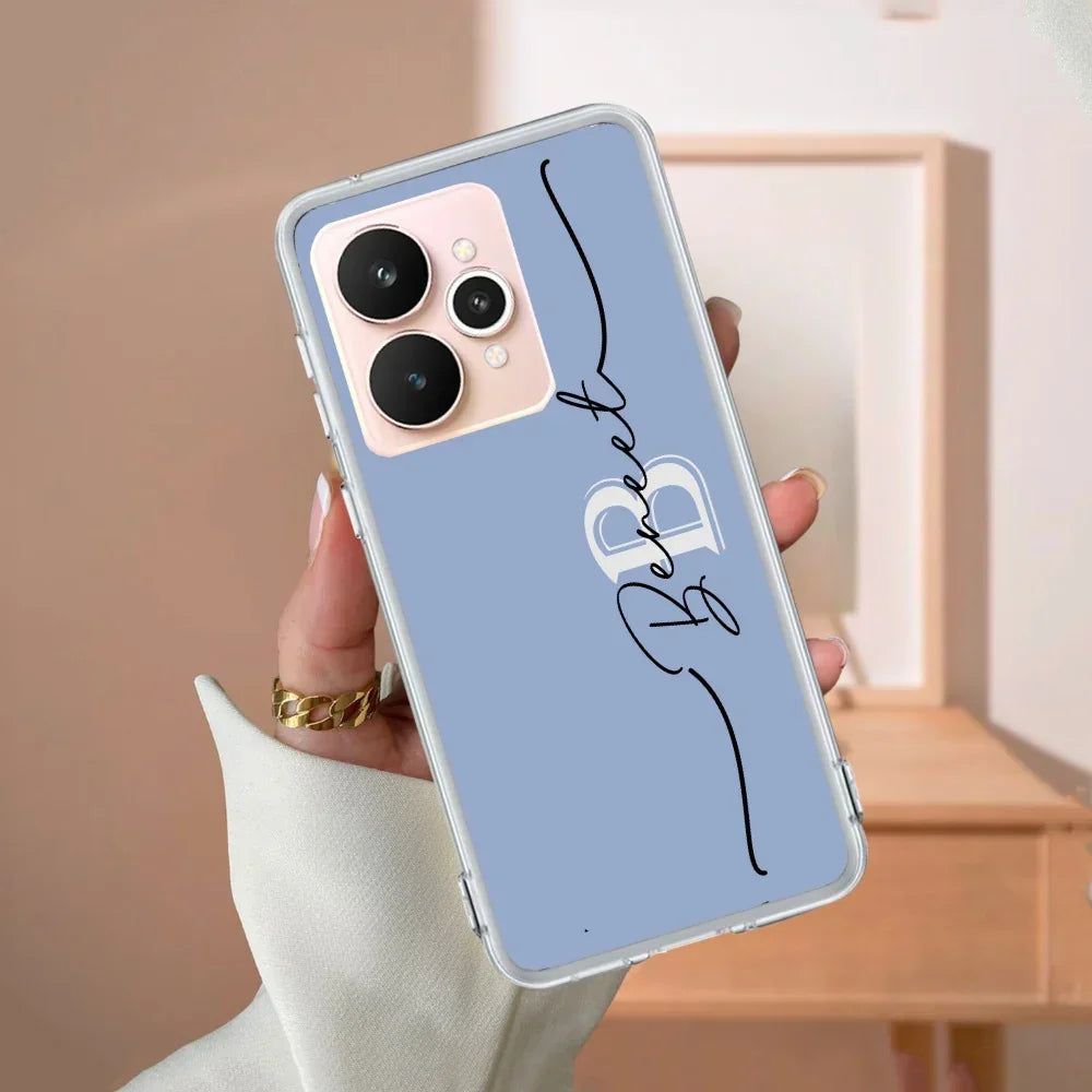 Personalized Initials Azure Silicon Case For Realme GT 7T 5G