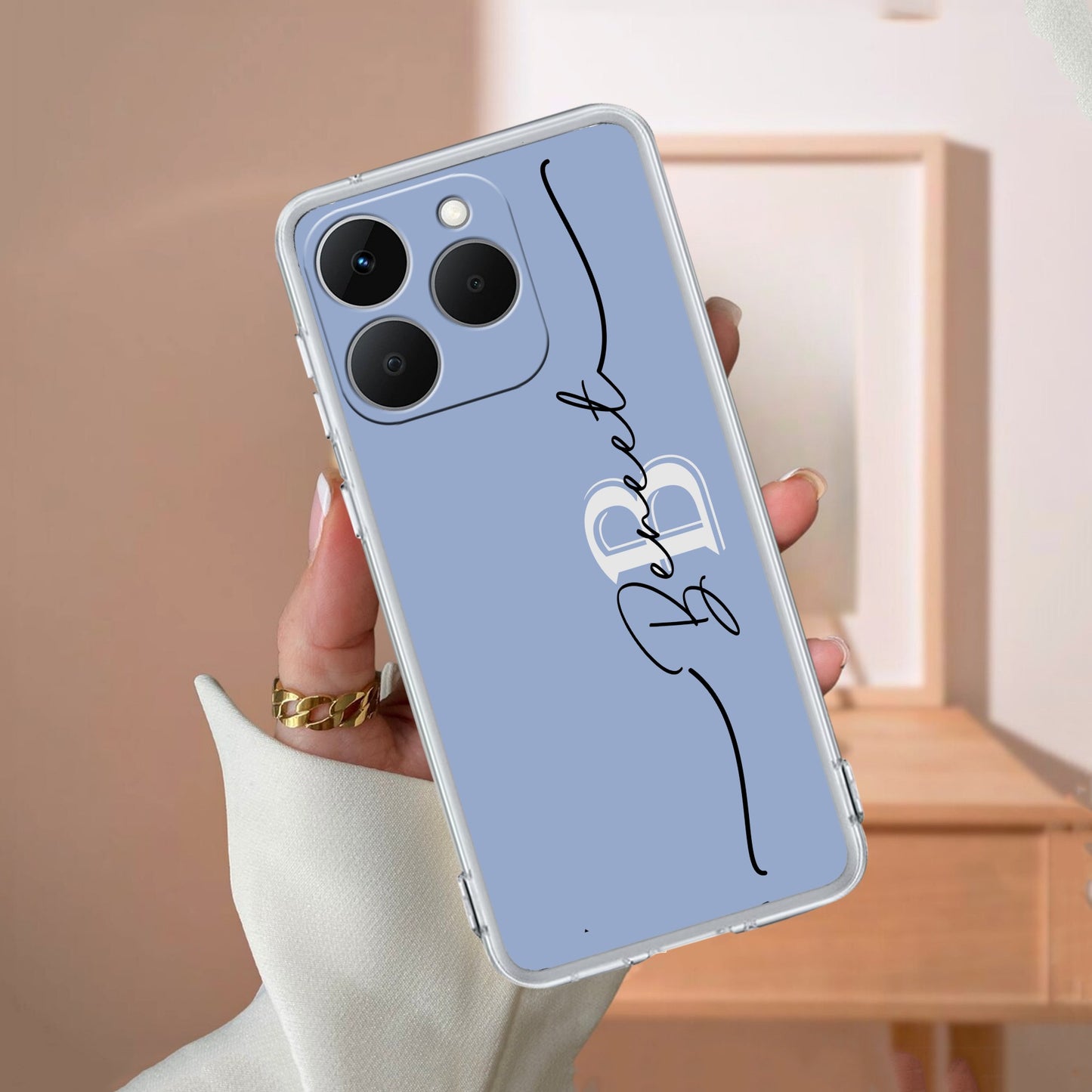 Personalized Initials Azure Silicon Case For Realme/Narzo