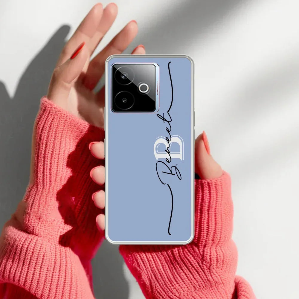 Personalized Initials Azure Silicon Case For Realme GT 7T 5G