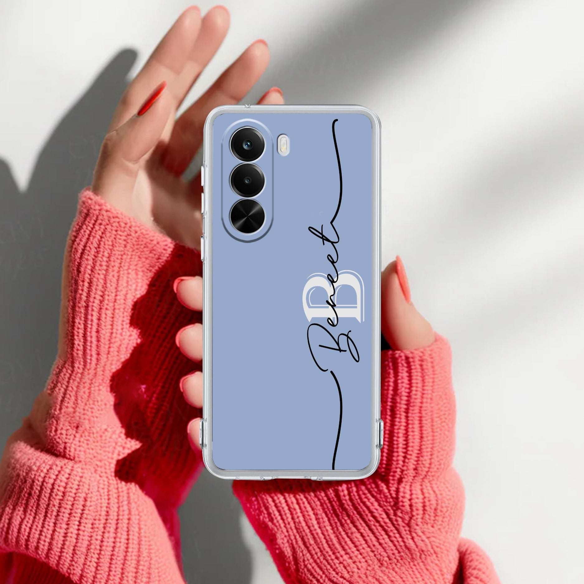 Personalized Initials Azure Silicon Case For Realme P4x 5G