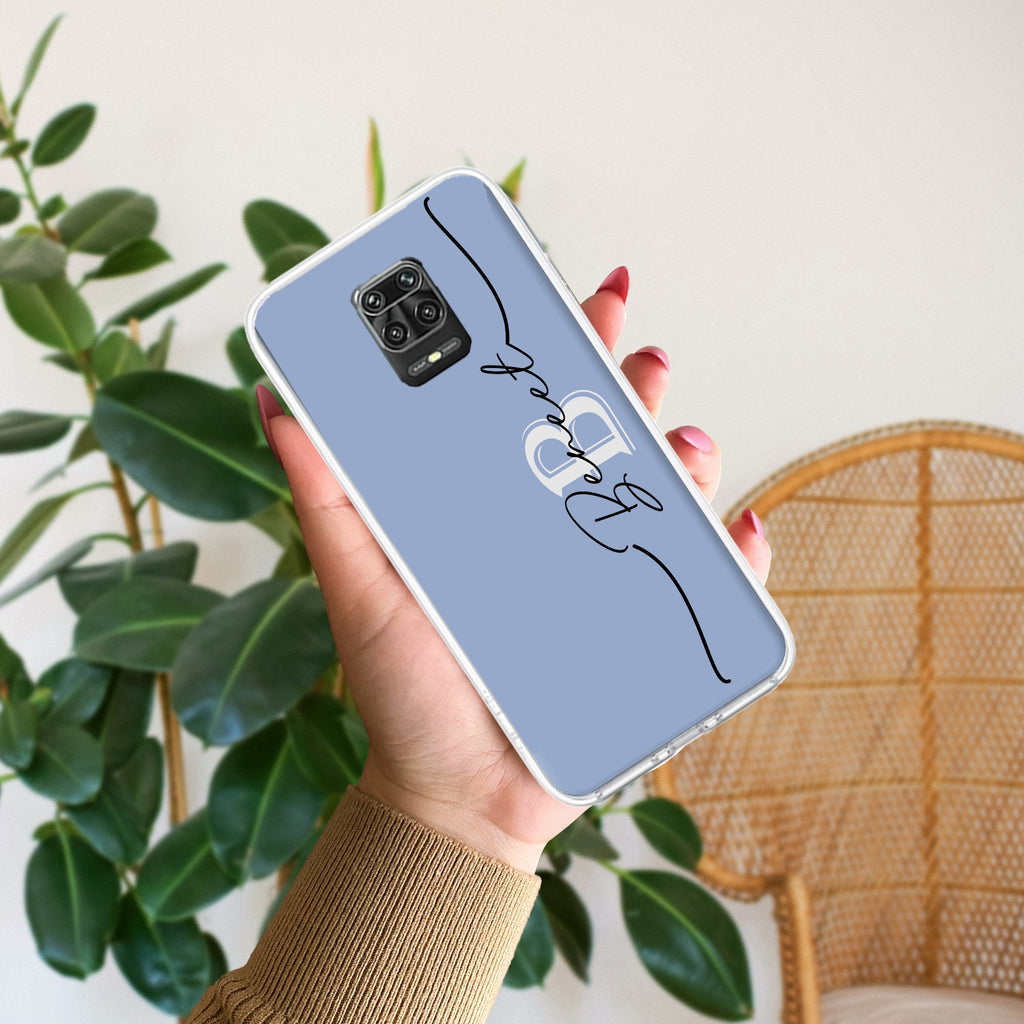 Personalized Initials Azure Anti Yellow Case For Redmi Note 9 Pro Max