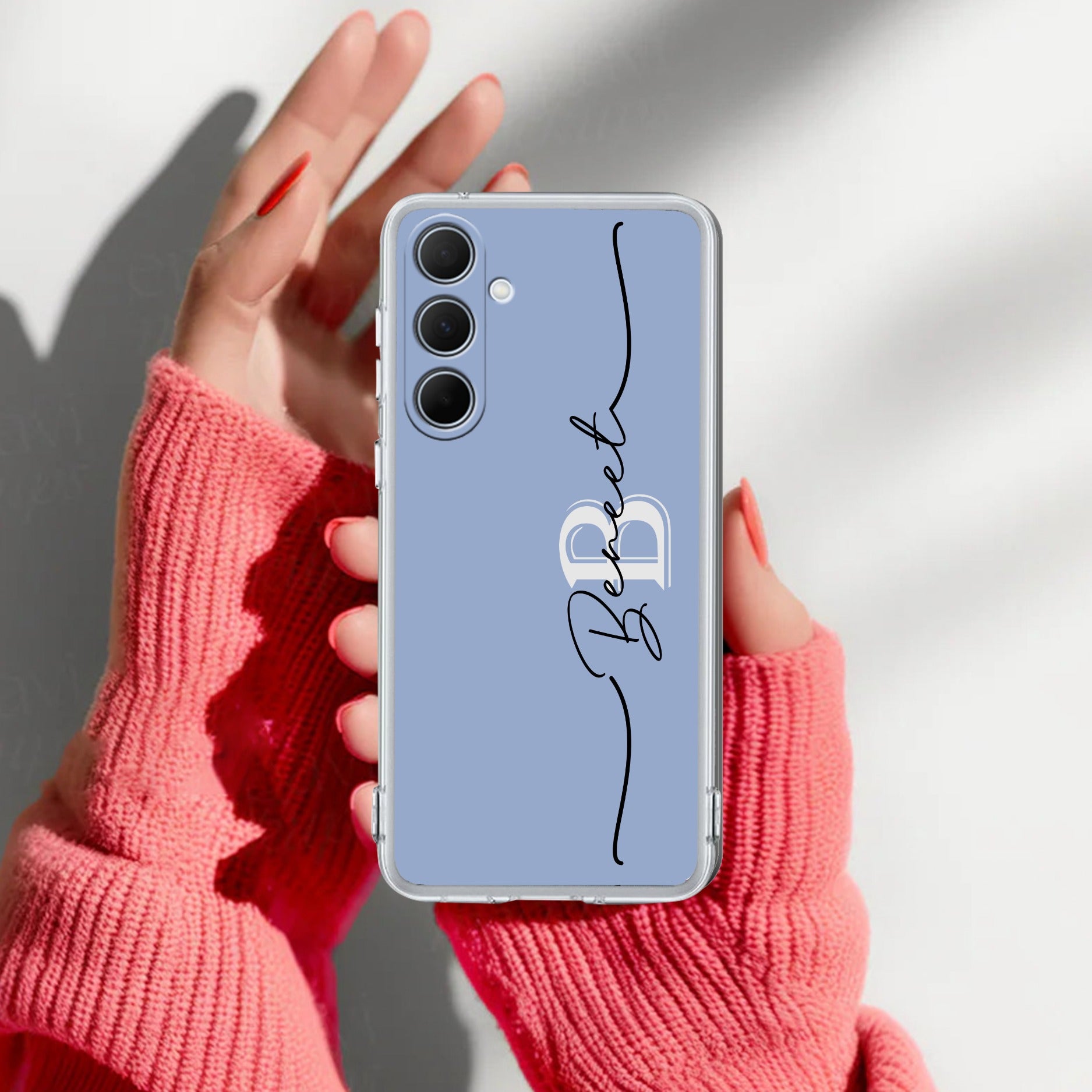 Personalized Initials Azure Silicon Case For Samsung Galaxy A57 5G
