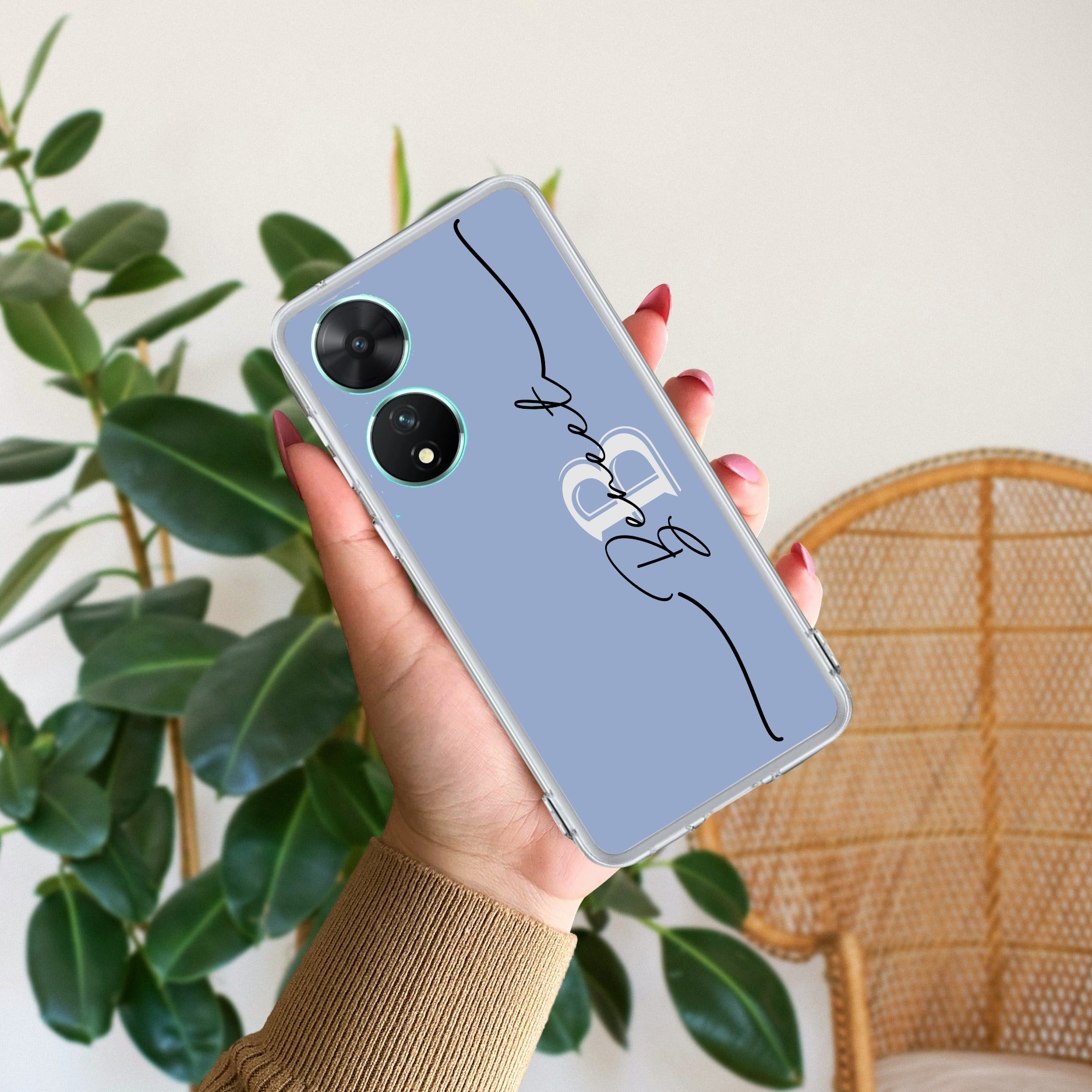 Personalized Initials Azure Silicon Case For Vivo T2 5G