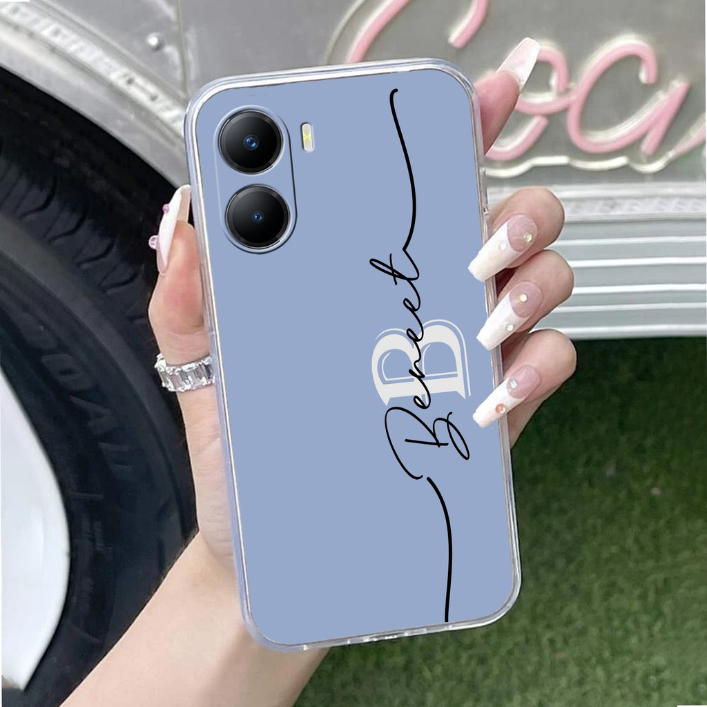 Personalized Initials Azure Silicon Case For Vivo T2x 5G