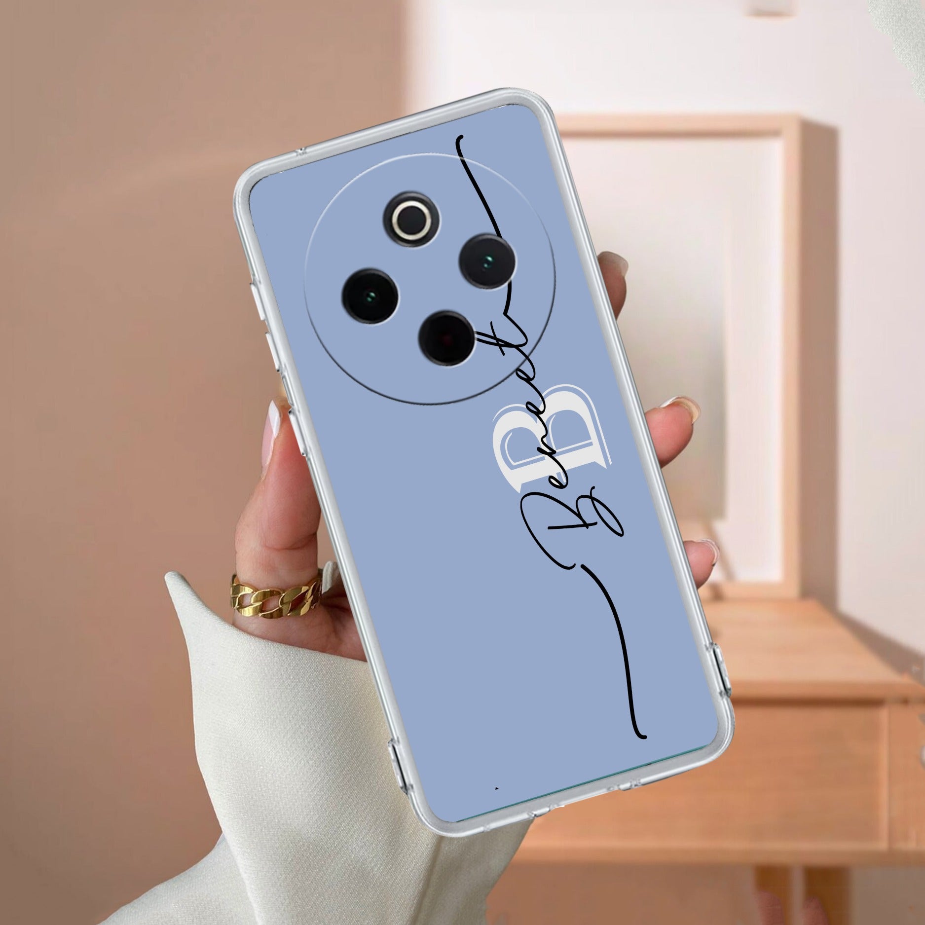 Personalized Initials Azure Silicon Case For Vivo T4 5G