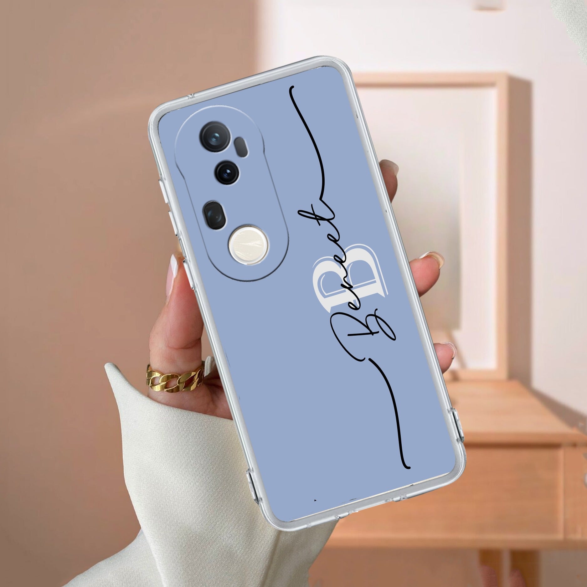 Personalized Initials Azure Silicon Case For Vivo X80 5G
