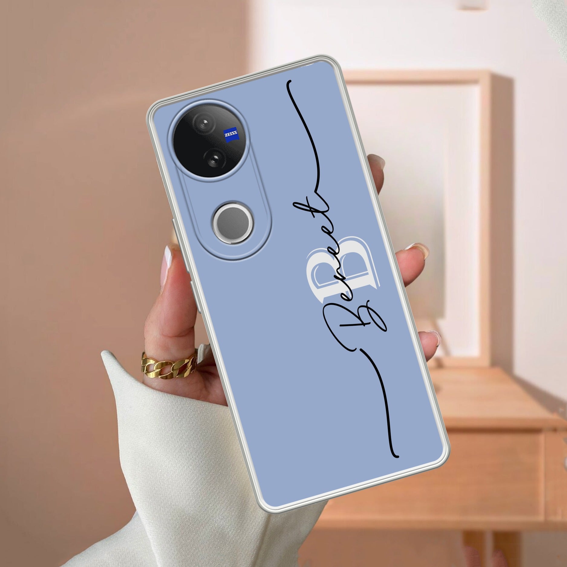 Personalized Initials Azure Anti Yellow Case For Vivo T4R 5G