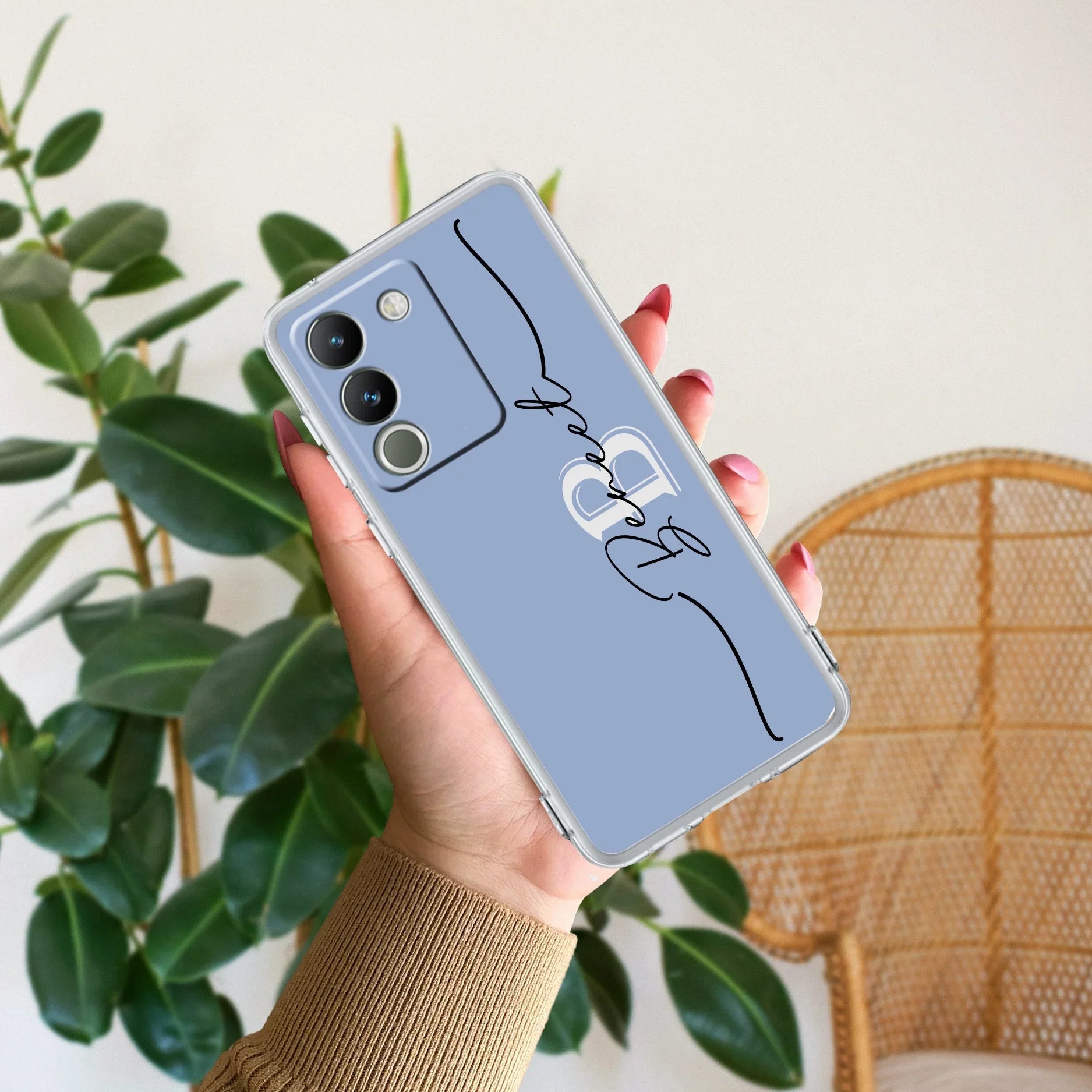 Personalized Initials Azure Silicon Case For Vivo - ShopOnCliQ