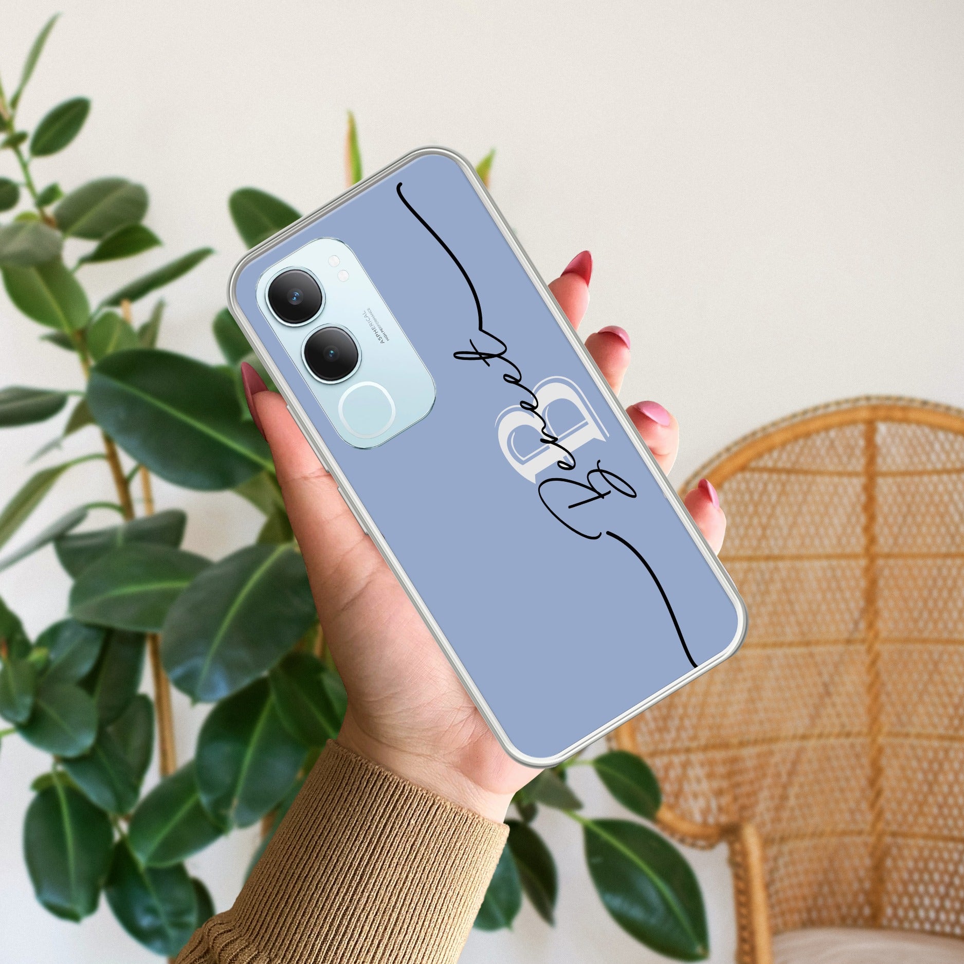 Personalized Initials Azure Silicon Case For Vivo Y29 5G