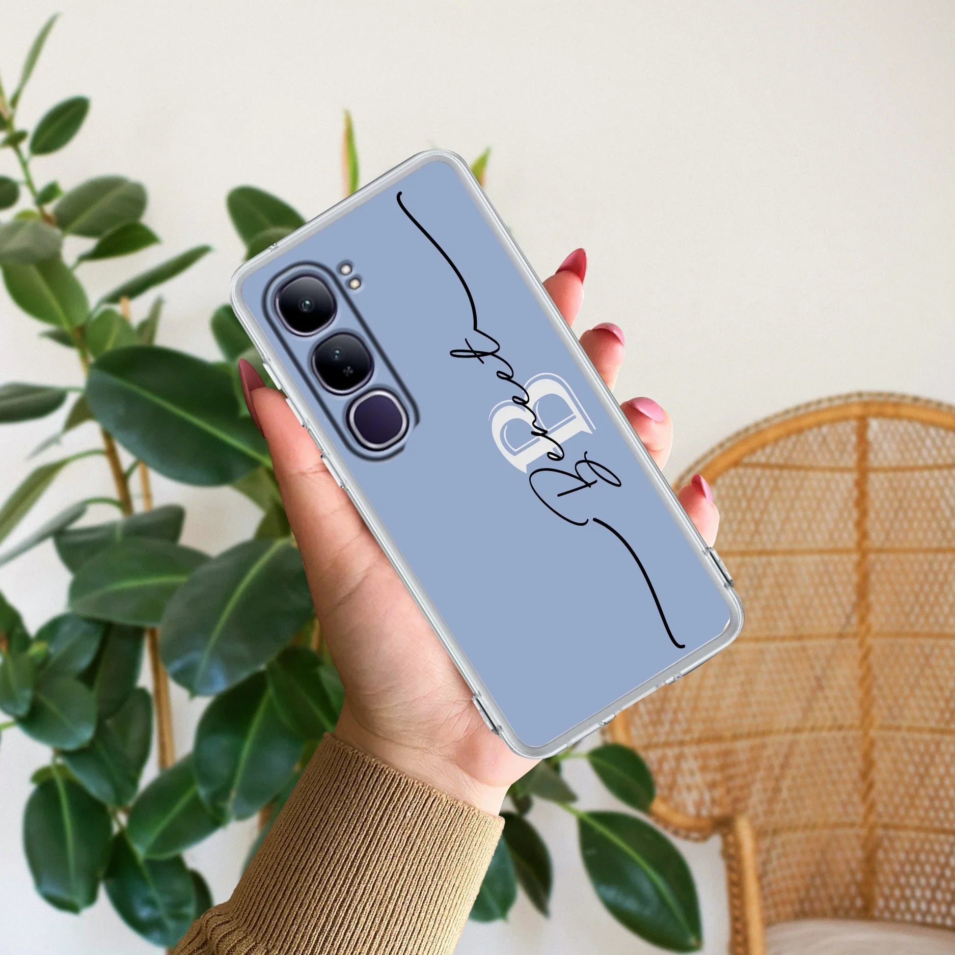 Personalized Initials Azure Silicon Case For Vivo - ShopOnCliQ
