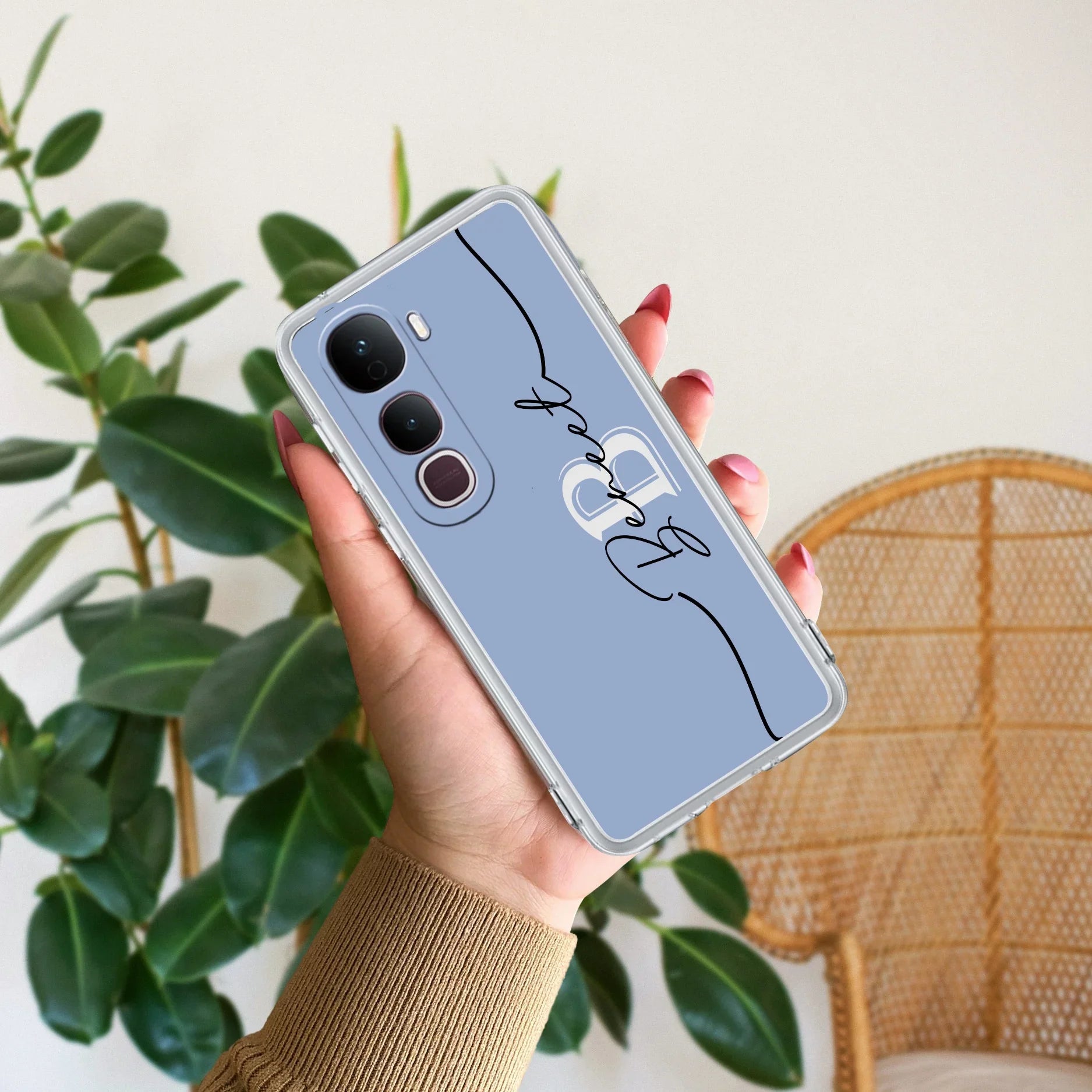 Personalized Initials Azure Silicon Case For Vivo - ShopOnCliQ